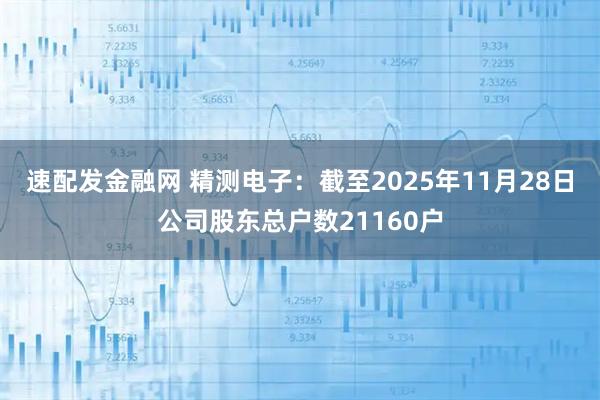速配发金融网 精测电子：截至2025年11月28日公司股东总户数21160户